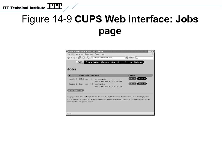 Figure 14 -9 CUPS Web interface: Jobs page 