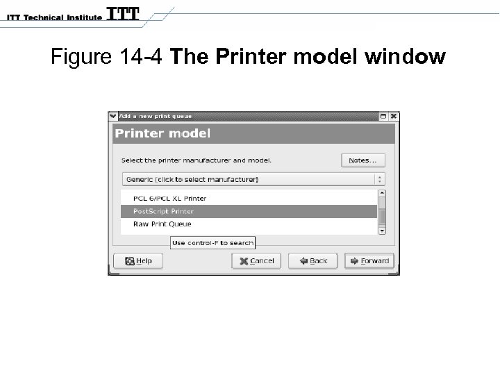 Figure 14 -4 The Printer model window 