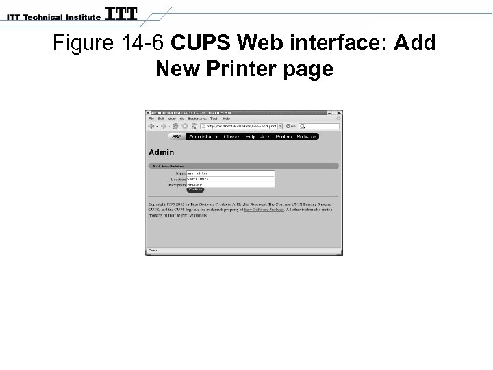 Figure 14 -6 CUPS Web interface: Add New Printer page 