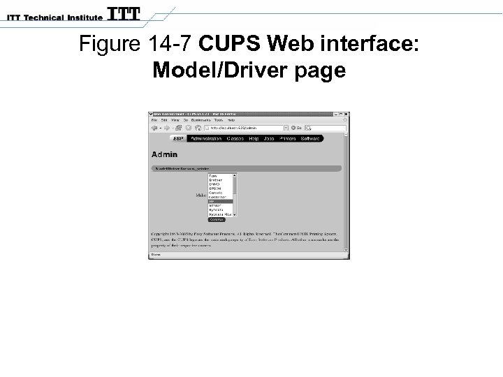 Figure 14 -7 CUPS Web interface: Model/Driver page 