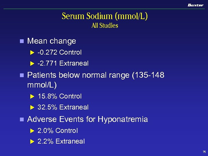 Serum Sodium (mmol/L) All Studies n Mean change u u n -0. 272 Control