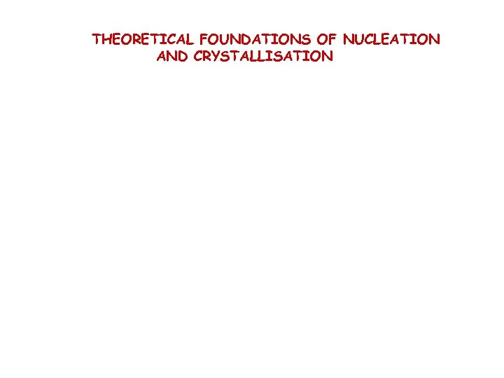 THEORETICAL FOUNDATIONS OF NUCLEATION AND CRYSTALLISATION 