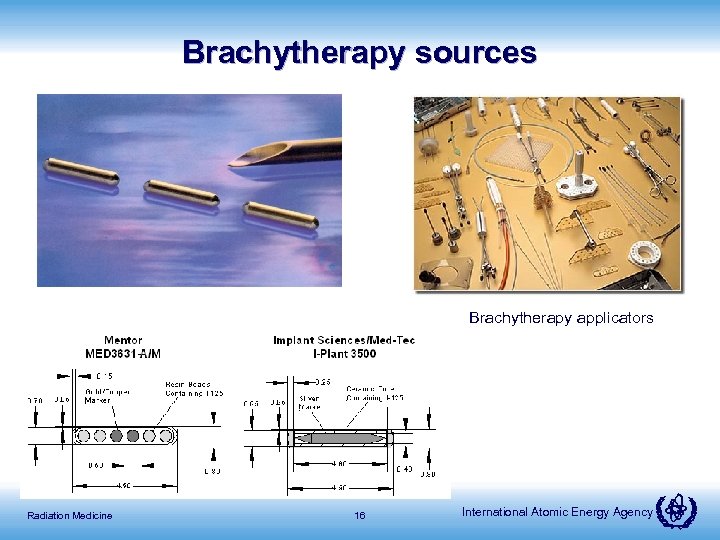 Brachytherapy sources Brachytherapy applicators Radiation Medicine 16 International Atomic Energy Agency 