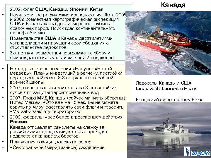  • • • 2002: флаг США, Канады, Японии, Китая Научные и географические исследования.