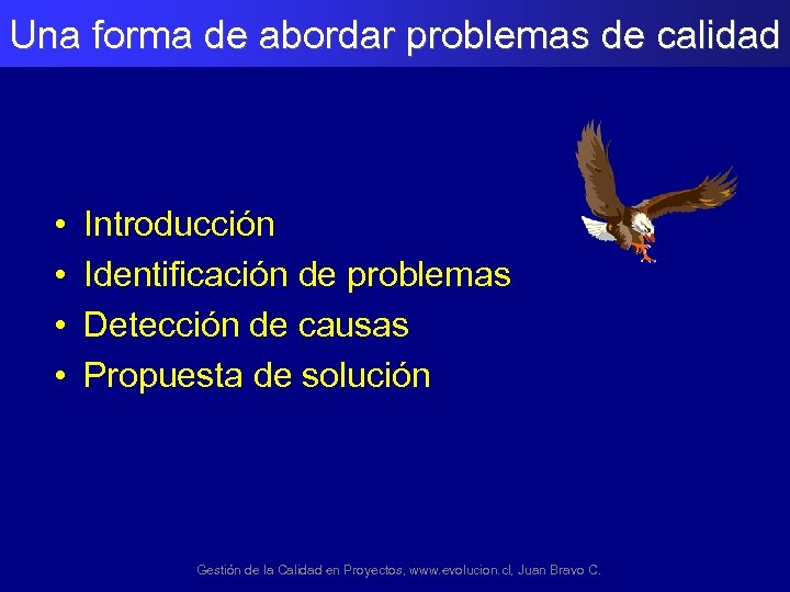 Una forma de abordar problemas de calidad • • Introducción Identificación de problemas Detección