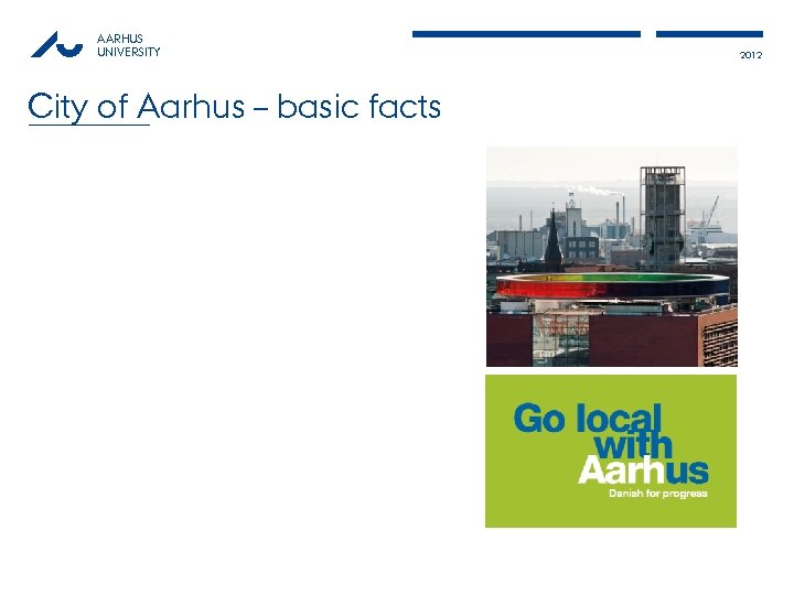 AARHUS UNIVERSITY City of Aarhus – basic facts 2012 