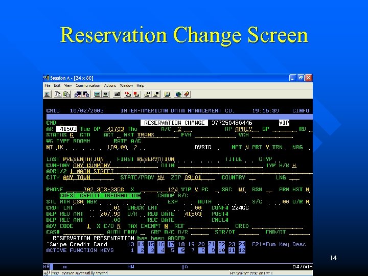 Reservation Change Screen 14 