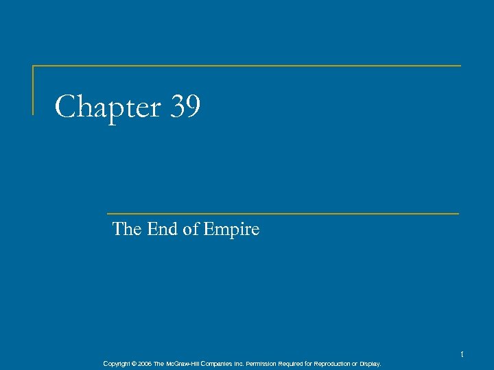 Chapter 39 The End of Empire 1 Copyright © 2006 The Mc. Graw-Hill Companies