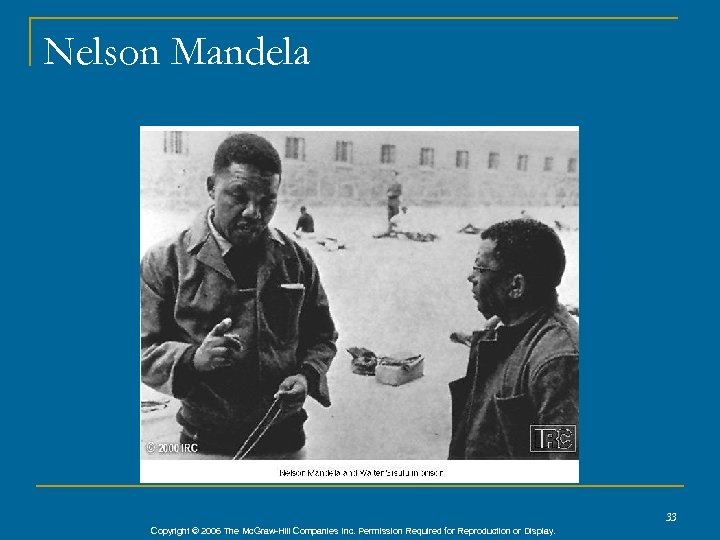 Nelson Mandela 33 Copyright © 2006 The Mc. Graw-Hill Companies Inc. Permission Required for