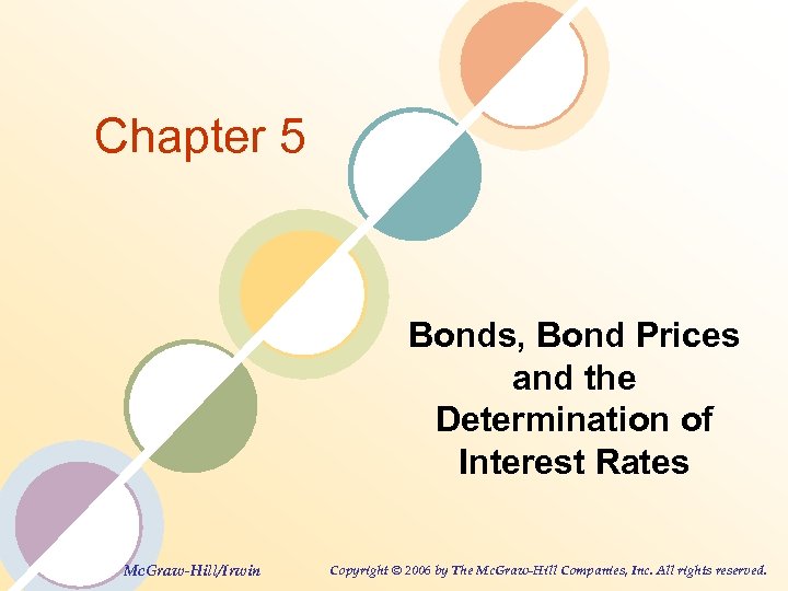 Chapter 5 Bonds, Bond Prices and the Determination of Interest Rates Mc. Graw-Hill/Irwin Copyright