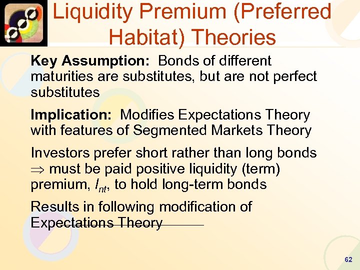 Liquidity Premium (Preferred Habitat) Theories Key Assumption: Bonds of different maturities are substitutes, but