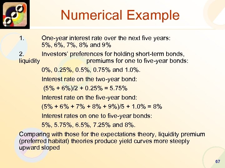 Numerical Example 1. One-year interest rate over the next five years: 5%, 6%, 7%,