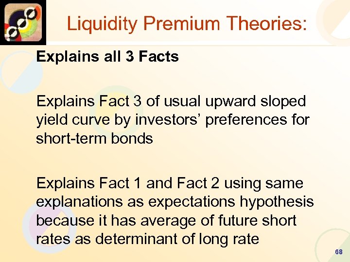 Liquidity Premium Theories: Explains all 3 Facts Explains Fact 3 of usual upward sloped