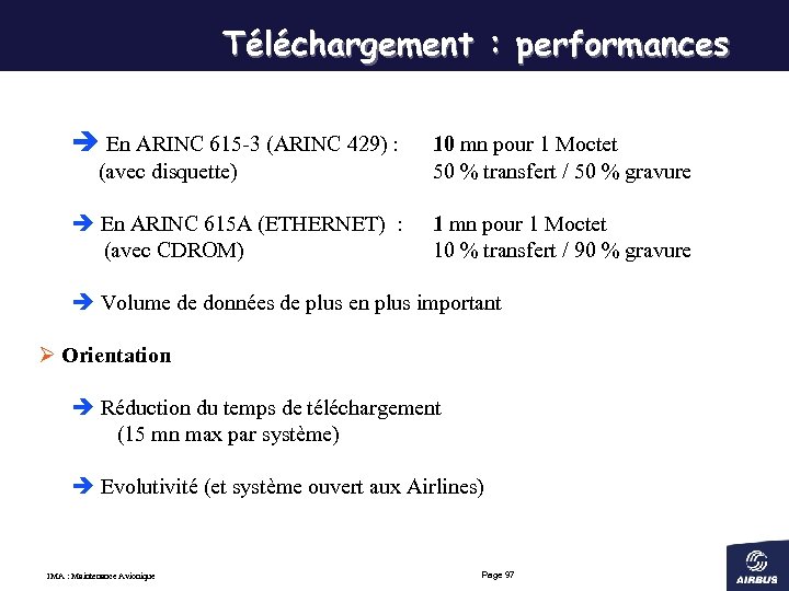 Téléchargement : performances è En ARINC 615 -3 (ARINC 429) : (avec disquette) 10