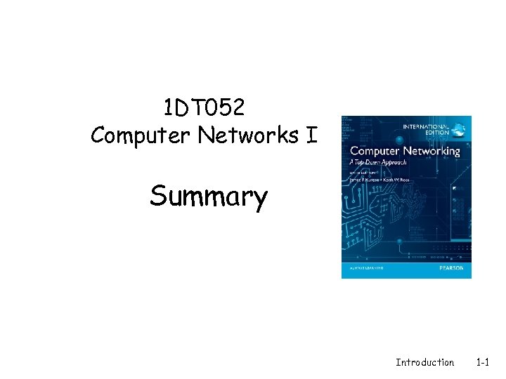 1 DT 052 Computer Networks I Summary Introduction 1 -1 