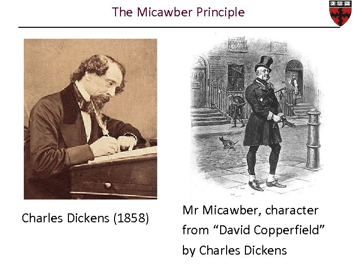 The Micawber Principle Charles Dickens (1858) Mr Micawber, character from “David Copperfield” by Charles
