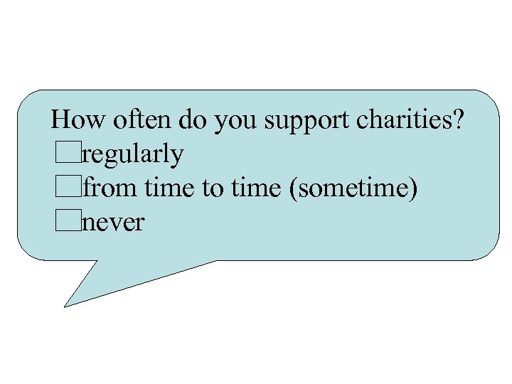 How often do you support charities? regularly from time to time (sometime) never 