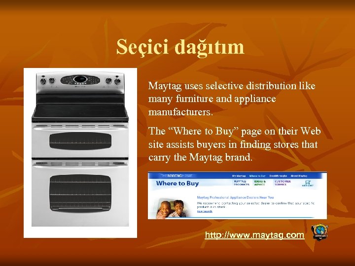 Seçici dağıtım Maytag uses selective distribution like many furniture and appliance manufacturers. The “Where