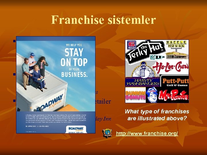 Franchise sistemler § Manufacturer-Sponsored Retailer Franchise n Ford and its independent franchised dealers §