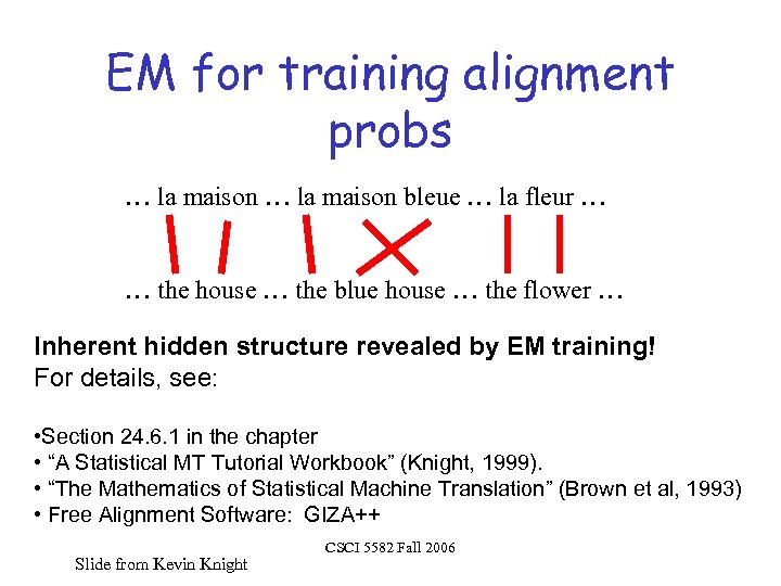 EM for training alignment probs … la maison bleue … la fleur … …