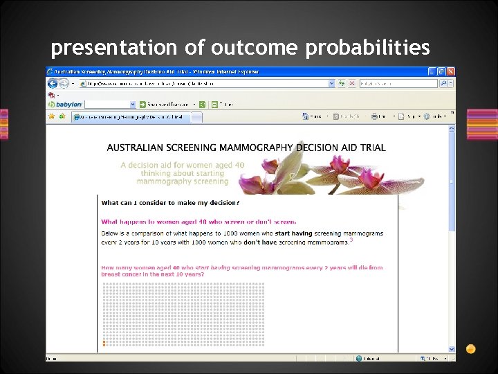 presentation of outcome probabilities 