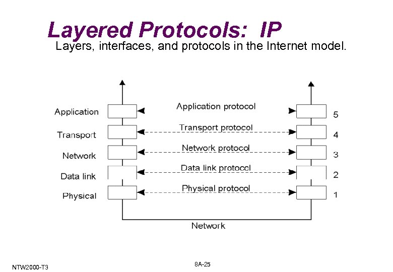 Layered Protocols: IP Layers, interfaces, and protocols in the Internet model. NTW 2000 -T