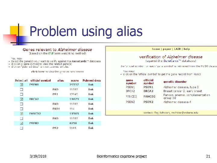 Problem using alias 3/19/2018 Bioinformatics capstone project 21 