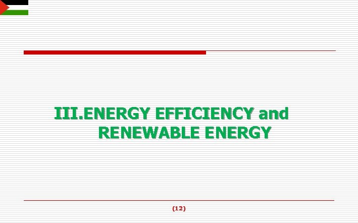 III. ENERGY EFFICIENCY and RENEWABLE ENERGY (12) 