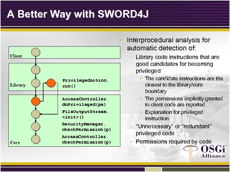 A Better Way with SWORD 4 J Client • Interprocedural analysis for automatic detection