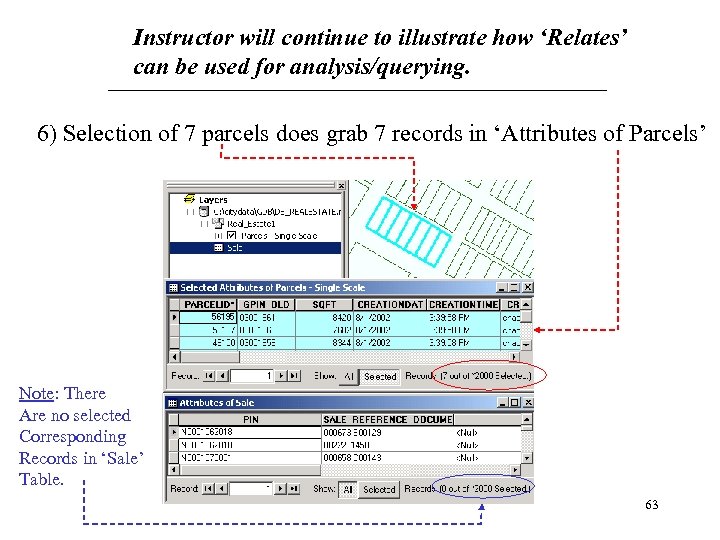 Instructor will continue to illustrate how ‘Relates’ can be used for analysis/querying. 6) Selection