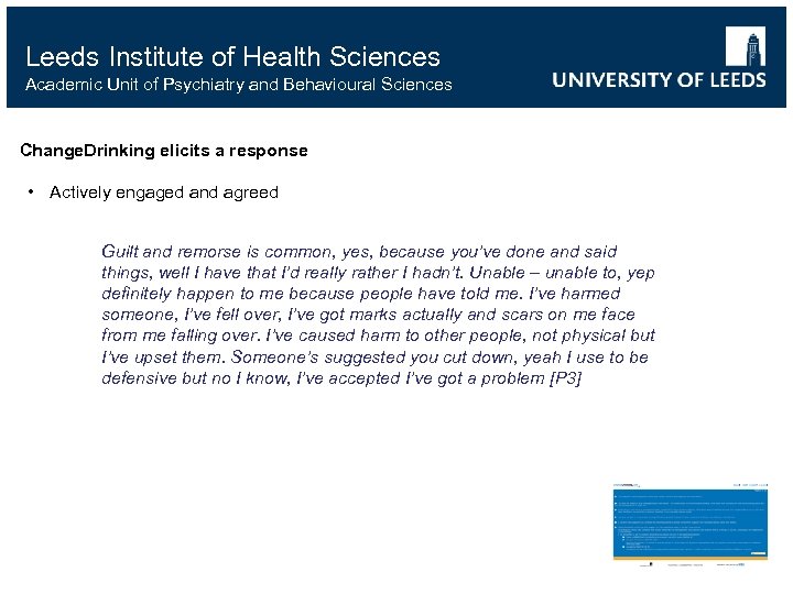 Leeds Institute of Health Sciences Academic Unit of Psychiatry and Behavioural Sciences Change. Drinking