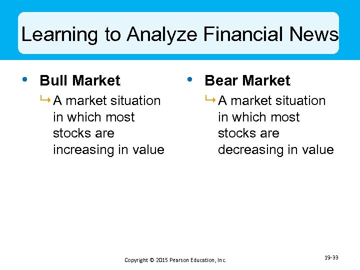 Learning to Analyze Financial News • Bull Market • Bear Market 9 A market