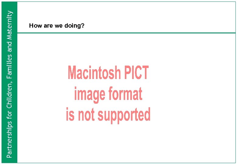 Partnerships for Children, Families and Maternity How are we doing? 