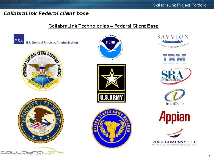 Collabra. Link Project Portfolio Collabra. Link Federal client base Collabra. Link Technologies – Federal