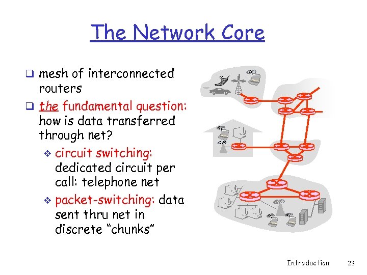 The Network Core q mesh of interconnected routers q the fundamental question: how is