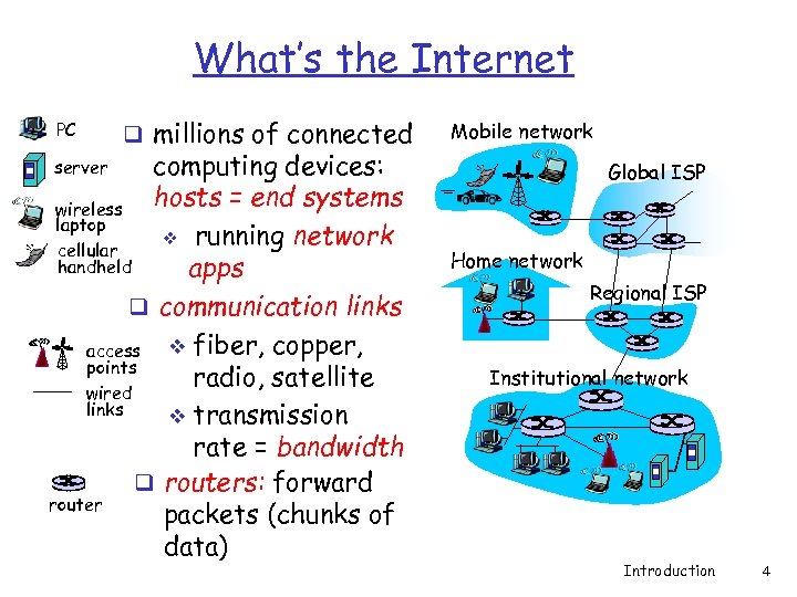 What’s the Internet PC q millions of connected computing devices: hosts = end systems