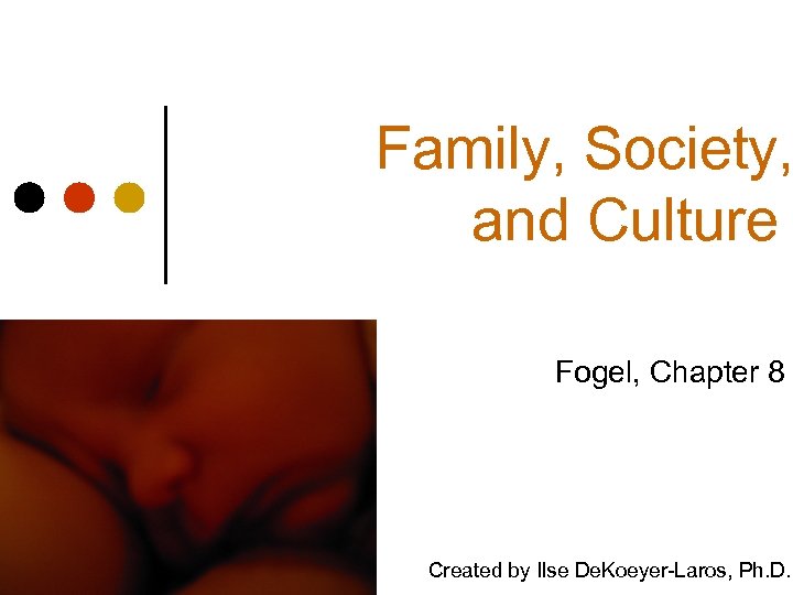 Family, Society, and Culture Fogel, Chapter 8 Created by Ilse De. Koeyer-Laros, Ph. D.
