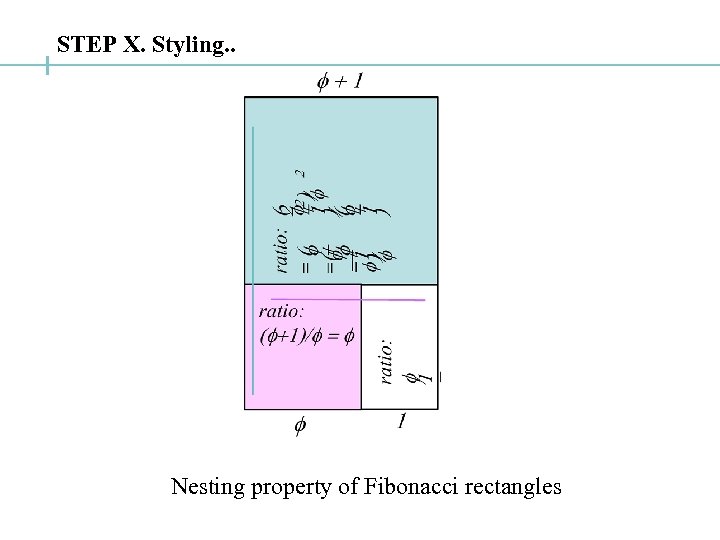 STEP X. Styling. . Nesting property of Fibonacci rectangles 
