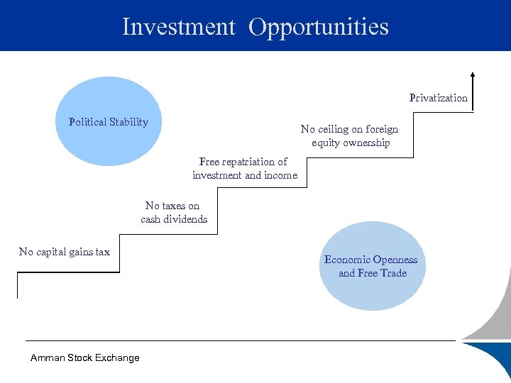 Investment Opportunities Privatization Political Stability No ceiling on foreign equity ownership Free repatriation of