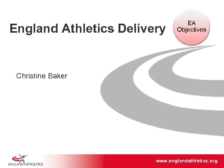 England Athletics Delivery EA Objectives Christine Baker www. englandathletics. org/east 