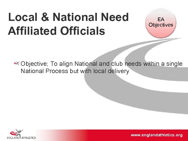 Local & National Need Affiliated Officials EA Objectives Objective; To align National and club