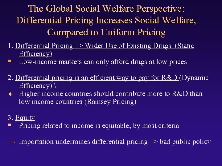 The Global Social Welfare Perspective: Differential Pricing Increases Social Welfare, Compared to Uniform Pricing