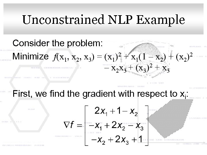 Unconstrained NLP title style Click to edit Master Example Consider the problem: Minimize f(x