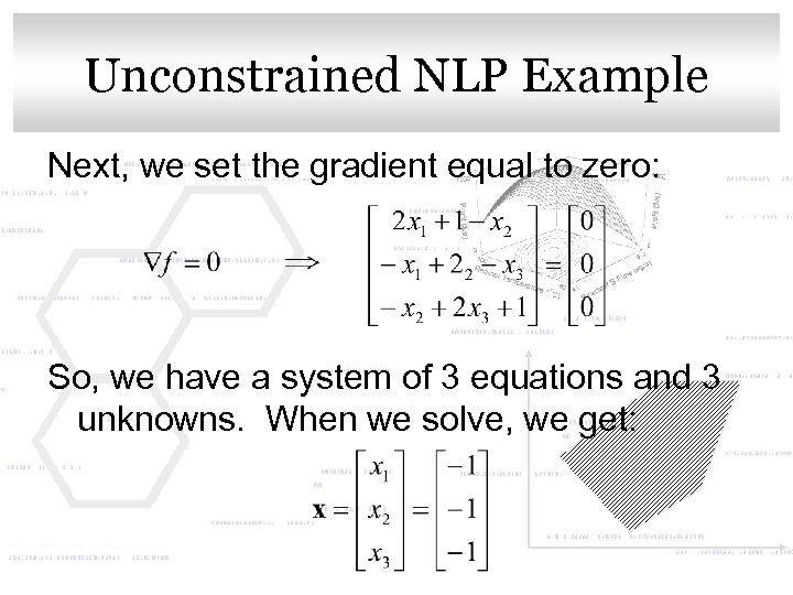 Unconstrained NLP title style Click to edit Master Example Next, we set the gradient