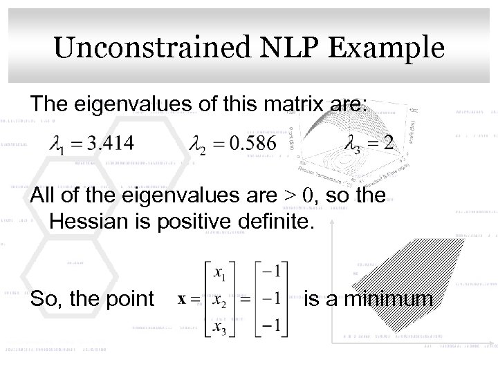 Unconstrained NLP title style Click to edit Master Example The eigenvalues of this matrix