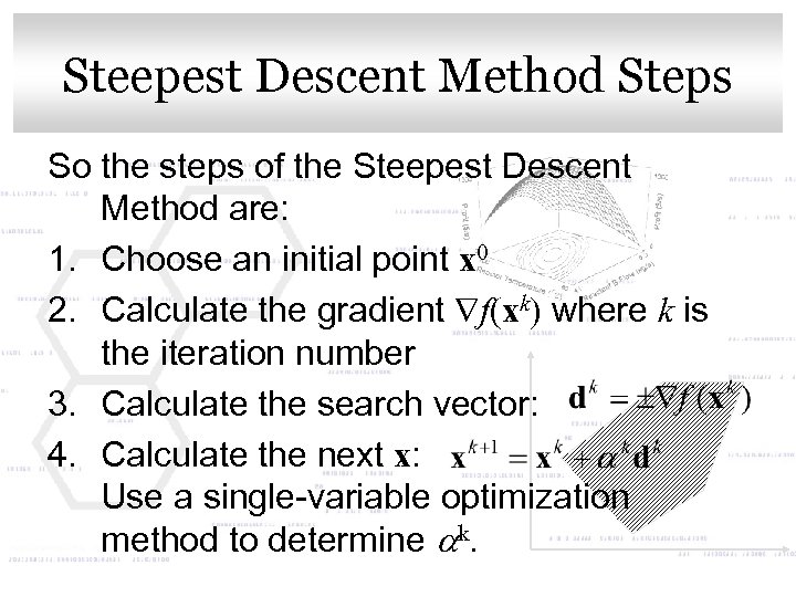 Steepest Descent Method style Click to edit Master title Steps So the steps of