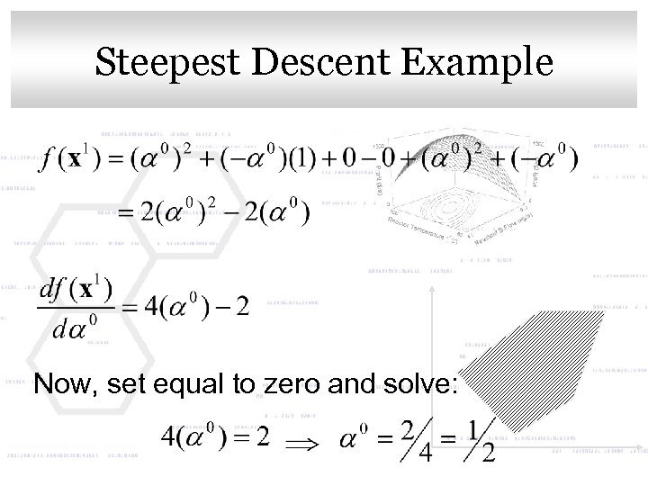 Click to edit Master title style Steepest Descent Example Now, set equal to zero