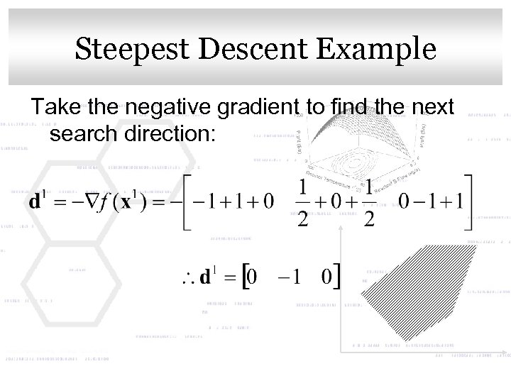 Click to edit Master title style Steepest Descent Example Take the negative gradient to