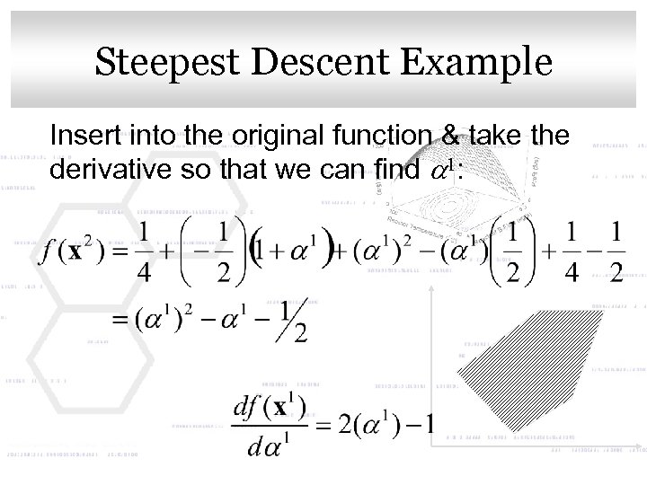 Click to edit Master title style Steepest Descent Example Insert into the original function