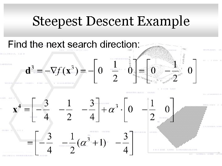 Click to edit Master title style Steepest Descent Example Find the next search direction: